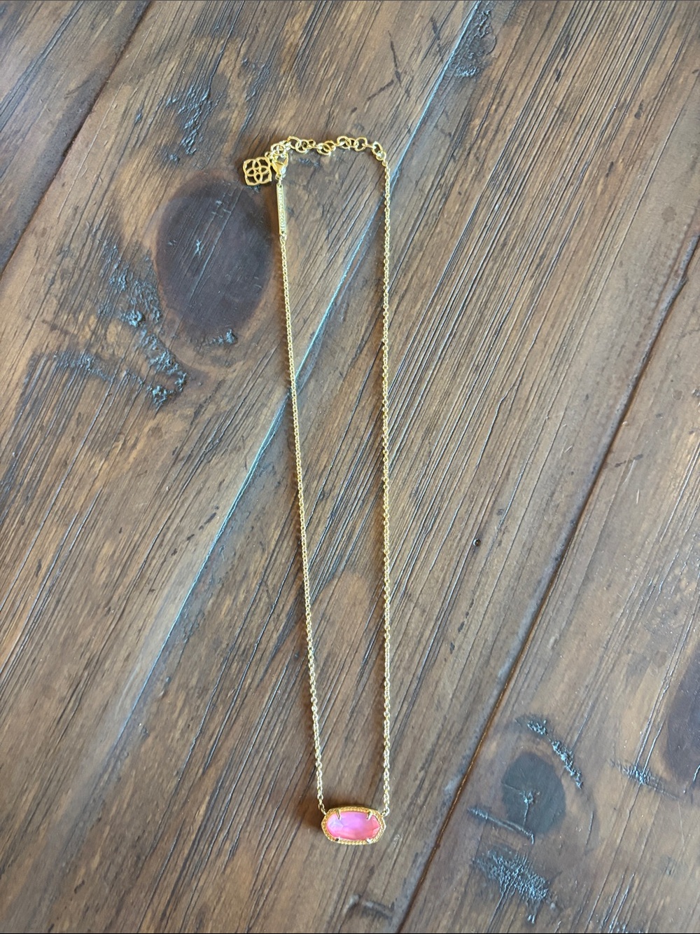 Kendra Scott Elisa Gold Necklace with Pink Stone